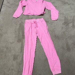 Vibrant Pink Crop Top and Jogger Set